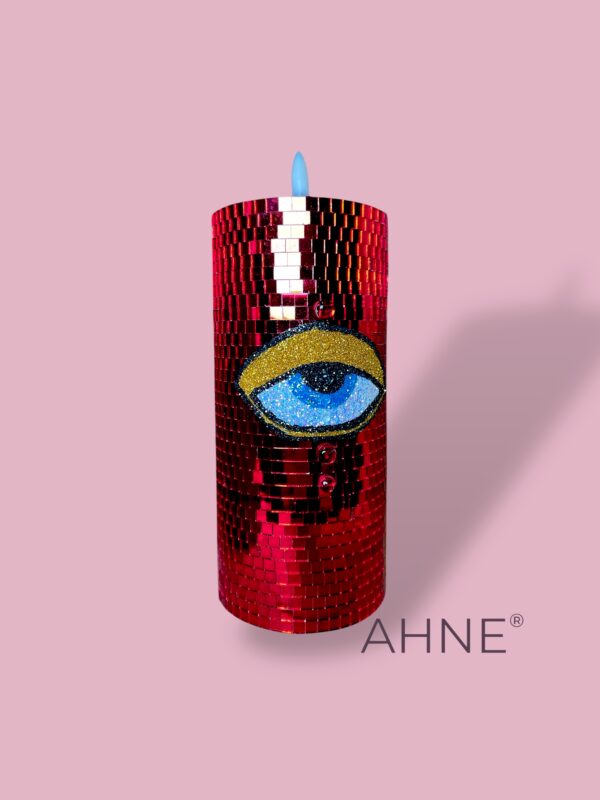 1STK HÅNDDEKORERET DISCO LED LYS "THRID EYE WITH CHAKRAS"